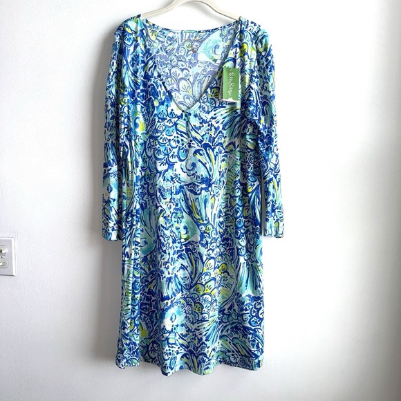 Lilly Pulitzer Dresses & Skirts - NWT Lilly Pulitzer Erin Dress Blue Crush After Party Size XL Pima Cotton Vibrant